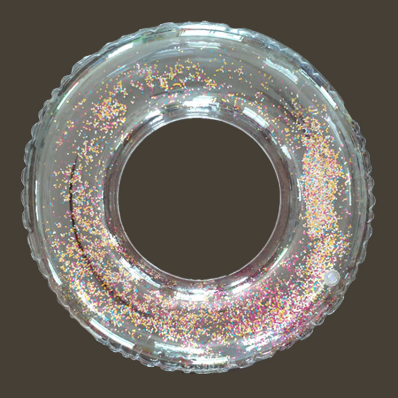 Ilmatäytteinen läpinäkyvä glitter-allasuimarengas lapsille